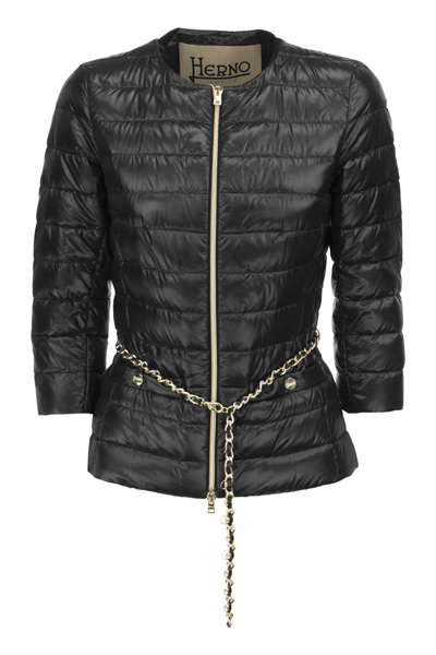 Shop Herno Lucrezia - 3/4 Sleeve Down Jacket In Black