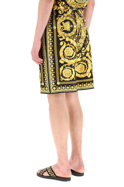 VERSACE SILK SHORTS WITH HERITAGE BAROQUE PRINT 