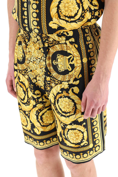 VERSACE SILK SHORTS WITH HERITAGE BAROQUE PRINT 