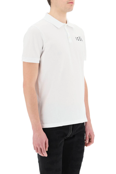 Shop Dsquared2 Icon Print Polo Shirt In White