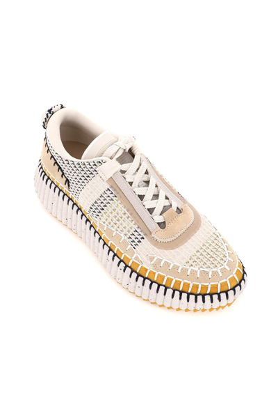 Shop Chloé Nama Sneakers In Beige,blue