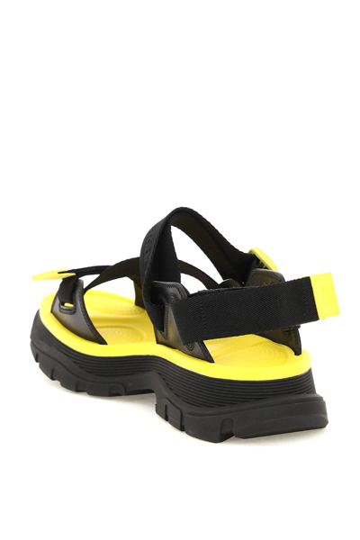 Shop Alexander Mcqueen Tread Sandals In Black,yellow