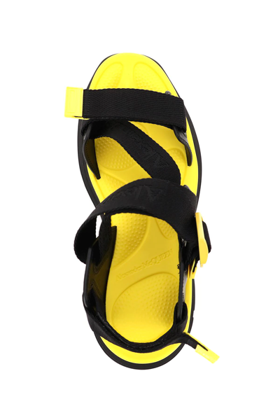 Shop Alexander Mcqueen Tread Sandals In Black,yellow