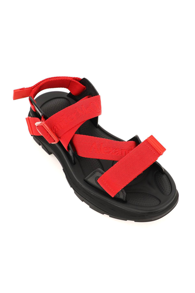 Shop Alexander Mcqueen Tread Sandals In Red,black