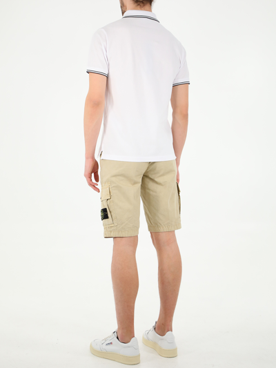 Stone Island Logo Patch Cargo Shorts In Beige