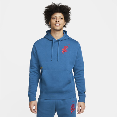 Shop Nike Men's  Sportswear Sport Essentials+ Fleece Pullover Hoodie In Blue