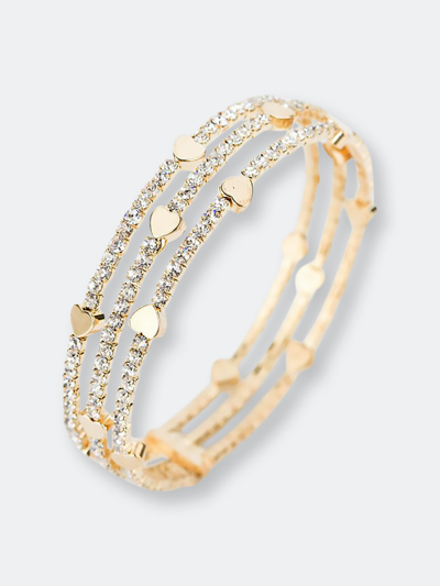 Shop Adore Elegant Three Row Heart Bracelet Bangle In Gold