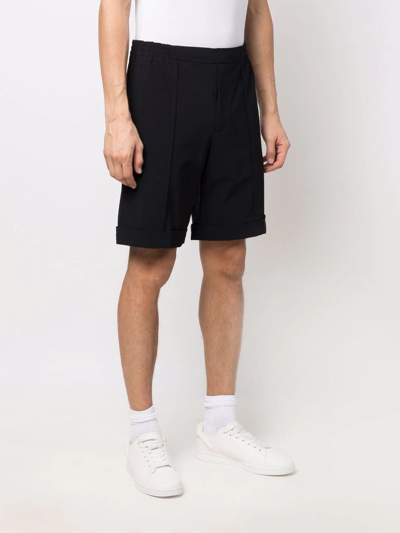 Shop Z Zegna Cuffed Techno Shorts In Black