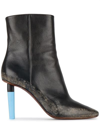 Shop Vetements Gypsy Ankle Boot With Blue Highlighter Heel In Black