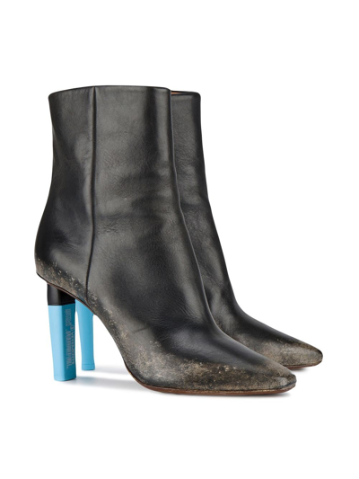 Shop Vetements Gypsy Ankle Boot With Blue Highlighter Heel In Black