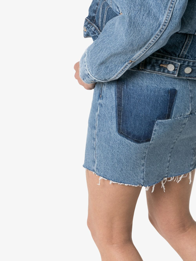 Shop Vetements High-waisted Asymmetric Denim Skirt In Blue