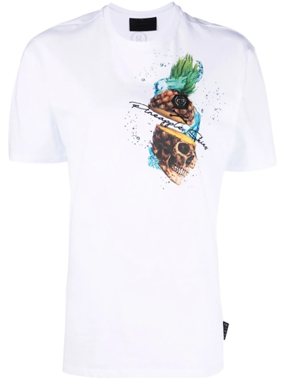 Shop Philipp Plein Pineapple Skies T-shirt In White