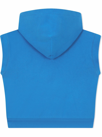 Shop Dolce & Gabbana Sleeveless Zip-front Hoodie In Blue
