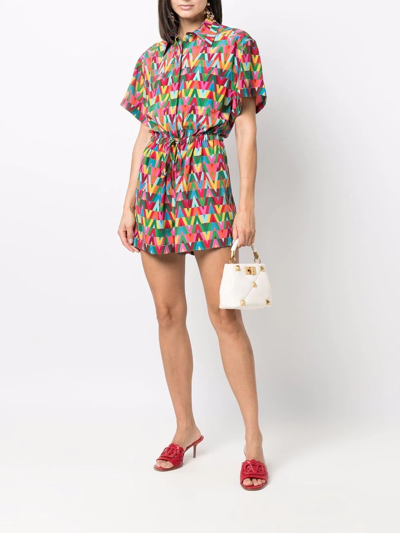 Valentino Optical Print Playsuit In Green