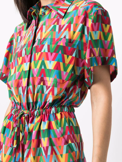 Valentino Optical Print Playsuit In Green