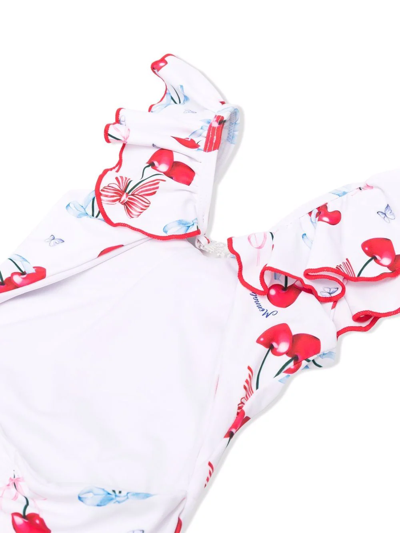 Shop Monnalisa Cherry-print Swimsuit In White
