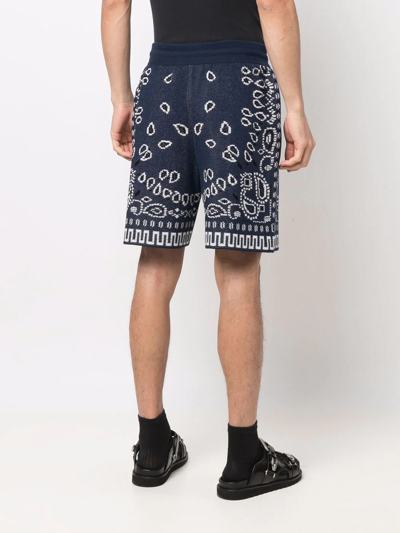 Shop Alanui Bandana-print Drawstring Shorts In Blue