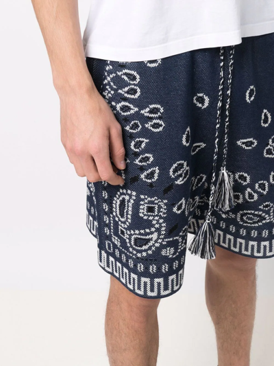 Shop Alanui Bandana-print Drawstring Shorts In Blue