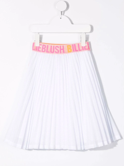 Shop Billieblush Logo-waistband Pleated Skirt In White