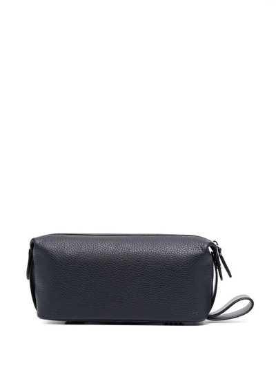 Shop Aspinal Of London Reporter Leather Wash Bag In Blue