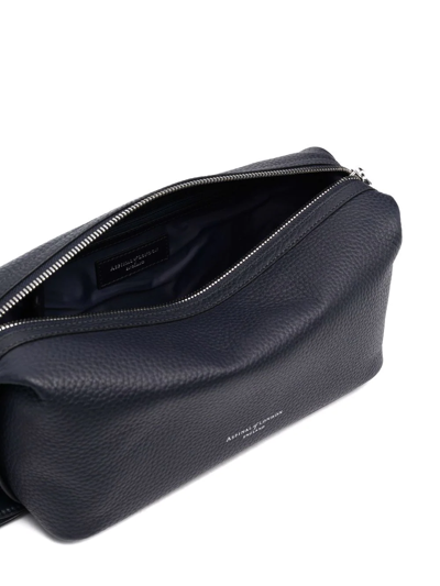 Shop Aspinal Of London Reporter Leather Wash Bag In Blue