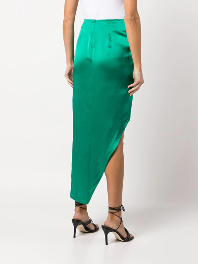 Shop Michelle Mason Wrap-effect Silk Charmeuse Skirt In Green