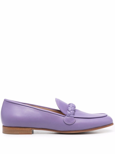 Shop Gianvito Rossi Belem Braided Loafers In Purple