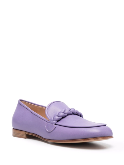 Shop Gianvito Rossi Belem Braided Loafers In Purple