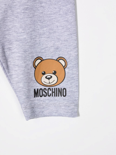 Shop Moschino Teddy Motif Leggings In Grey