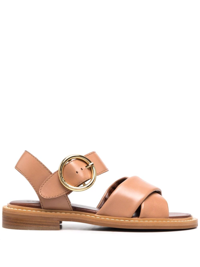See By Chloé Lyna Suede Flat Sandals In Oat | ModeSens