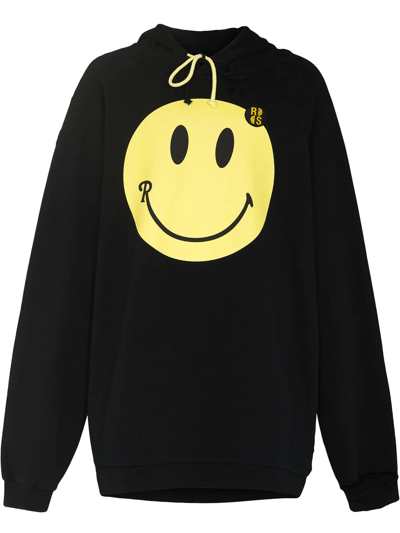 Raf Simons Black Smiley Edition 50th Anniversary Print Hoodie In Black