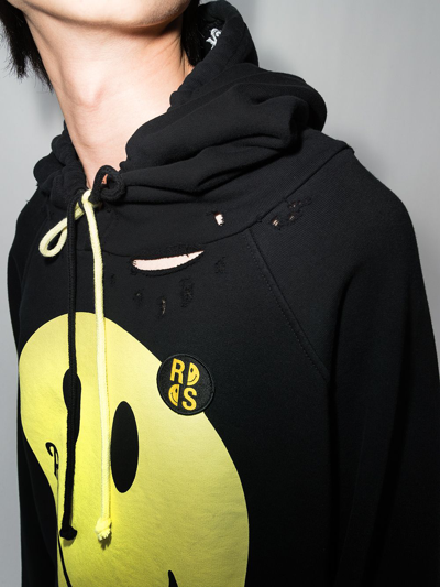 Raf Simons Black Smiley Edition 50th Anniversary Print Hoodie In Black