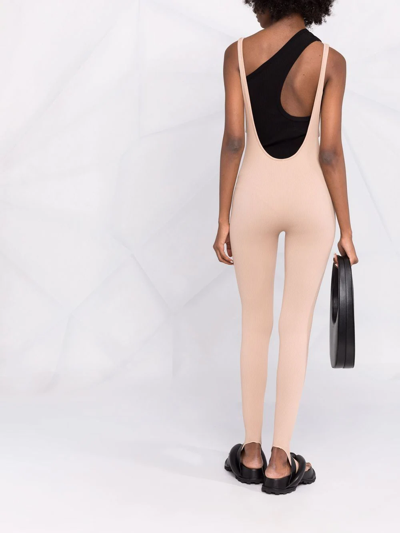 Andreädamo Brace-strap Rib-knit Trousers In Neutrals