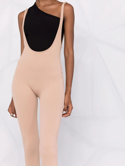 Andreädamo Brace-strap Rib-knit Trousers In Neutrals