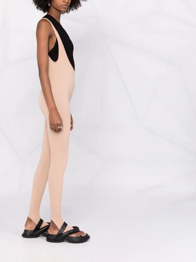 Andreädamo Brace-strap Rib-knit Trousers In Neutrals