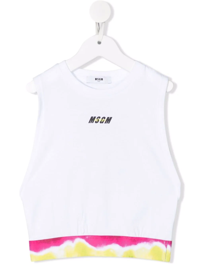Shop Msgm Logo-print Tank Top In White