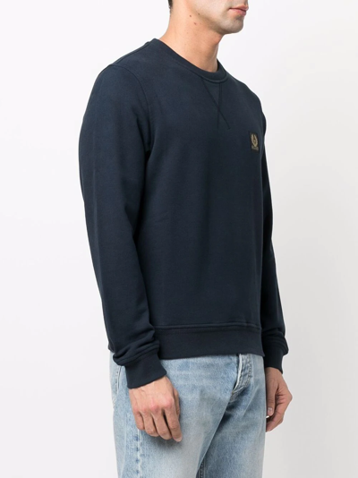 Shop Belstaff Logo Print Jersey Sweatshirt In Blue
