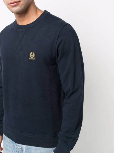 Shop Belstaff Logo Print Jersey Sweatshirt In Blue