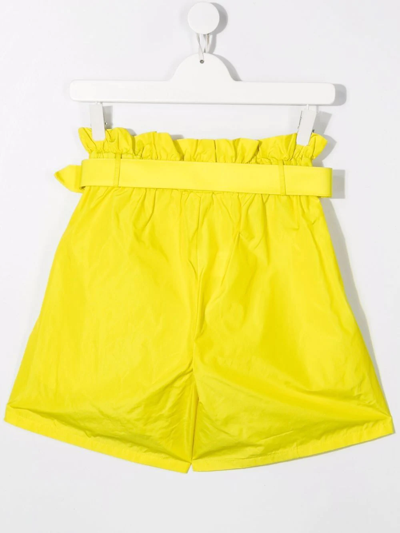 Shop Msgm Teen Belted Wide-leg Shorts In Yellow