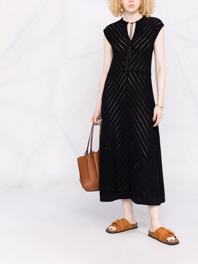 Shop Jil Sander Striped V-neck Maxi Dress In Black