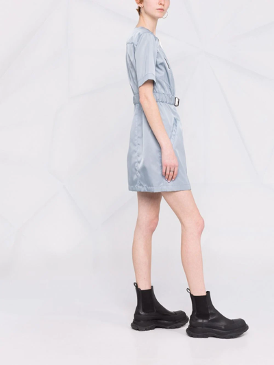 Shop Givenchy Metallic Zip-detail Short-sleeved Dress In Blue