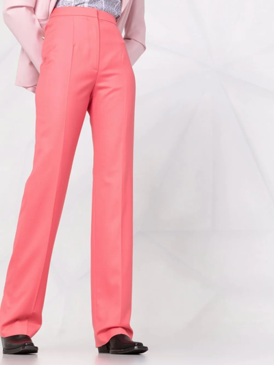 Alexander Mcqueen High-waisted Tailored Wool Trousers In Pink