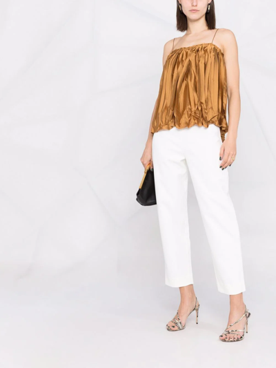 Shop Solace London High-waisted Cropped Trousers In White
