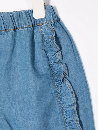 Shop Molo Sophia Ruffle-embellished Organic Cotton Jeans In Blue