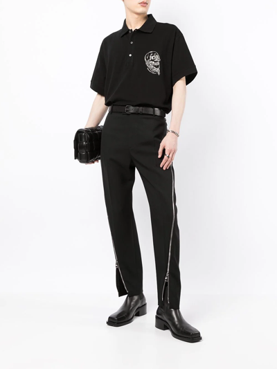 Shop Alexander Mcqueen Skull-patch Short-sleeved Polo Shirt In Black