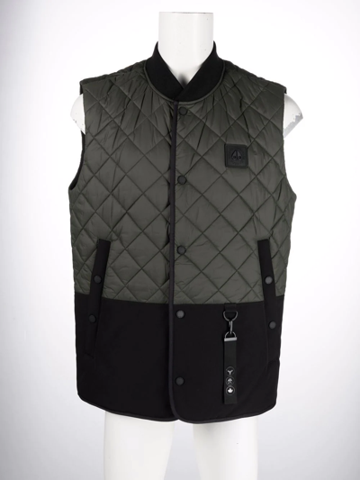 Shop Moose Knuckles Logo-plaque Padded Sleeveless Gilet In Green