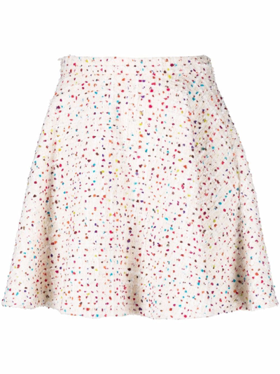 Shop Valentino Speckled A-line Skirt In White