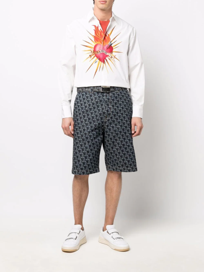 Lanvin Geometric-print Bermuda Shorts In Blue