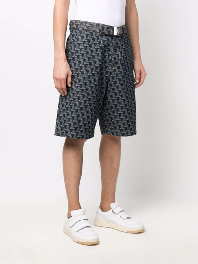 Lanvin Geometric-print Bermuda Shorts In Blue