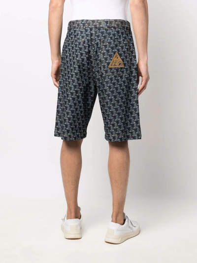 Shop Lanvin Geometric-print Bermuda Shorts In Blue